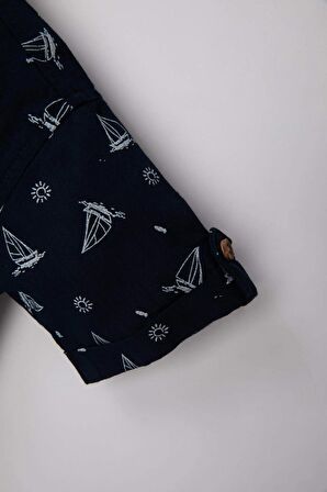 DeFacto Erkek Bebek Flamlı Poplin Desenli Kısa Kollu Gömlek C3412A524SMNV256