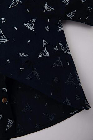 DeFacto Erkek Bebek Flamlı Poplin Desenli Kısa Kollu Gömlek C3412A524SMNV256