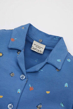 Erkek Bebek Pijama Takımı Penye Deniz Baskılı Kısa Kollu Üst Şort