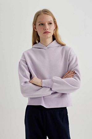 DeFacto Boxy Fit Kapüşonlu Kalın Basic Düz Sweatshirt B8570AX24SPPR77