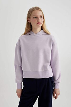 DeFacto Boxy Fit Kapüşonlu Kalın Basic Düz Sweatshirt B8570AX24SPPR77