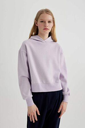 DeFacto Boxy Fit Kapüşonlu Kalın Basic Düz Sweatshirt B8570AX24SPPR77