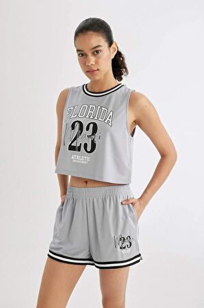 DeFactoFit Standart Fit Baskılı Sporcu Kısa Paça Şort B8974AX24SMGR445