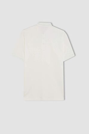 DeFacto Slim Fit Dar Kesim Polo Yaka Kısa Kollu Basic Düz Beyaz Tişört T5259AZ24SPWT32