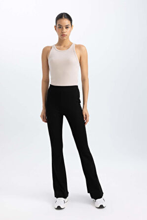 DeFactoFit Flare Fit İspanyol Paça Standart Boy Ribana Pantolon B9023AX24SMBK81
