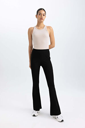 DeFactoFit Flare Fit İspanyol Paça Standart Boy Ribana Pantolon B9023AX24SMBK81
