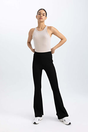 DeFactoFit Flare Fit İspanyol Paça Standart Boy Ribana Pantolon B9023AX24SMBK81