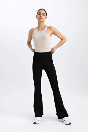 DeFactoFit Flare Fit İspanyol Paça Standart Boy Ribana Pantolon B9023AX24SMBK81