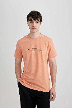 DeFacto Slim Fit Bisiklet Yaka Baskılı Kısa Kollu Tişört C2076AX24SMOG590