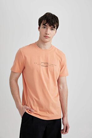 DeFacto Slim Fit Bisiklet Yaka Baskılı Kısa Kollu Tişört C2076AX24SMOG590