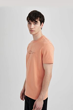 DeFacto Slim Fit Bisiklet Yaka Baskılı Kısa Kollu Tişört C2076AX24SMOG590