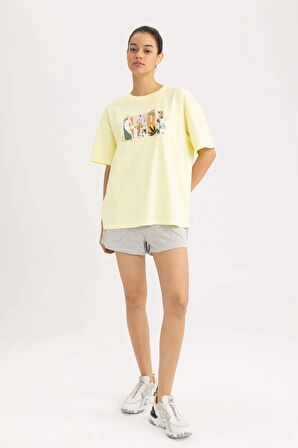 DeFactoFit NBA Wordmark Oversize Fit Bisiklet Yaka Kısa Kollu Tişört B9972AX24SMYL280