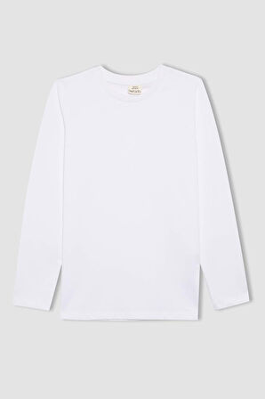 DeFacto Erkek Çocuk Bisiklet Yaka Basic Düz Uzun Kollu Tişört B7771A8NSWT34