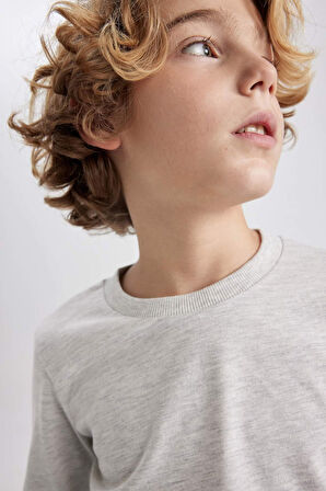 DeFacto Erkek Çocuk Bisiklet Yaka Basic Düz Uzun Kollu Tişört B7771A8NSGR400