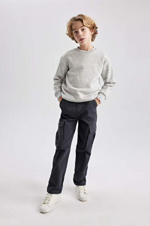 DeFacto Erkek Çocuk Bisiklet Yaka Basic Düz Sweatshirt B7772A8NSGR210