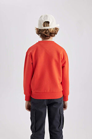 DeFacto Erkek Çocuk Bisiklet Yaka Basic Düz Sweatshirt B7772A8NSOG594