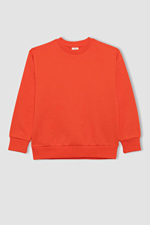 DeFacto Erkek Çocuk Bisiklet Yaka Basic Düz Sweatshirt B7772A8NSOG594