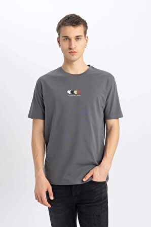 DeFacto Regular Fit Bisiklet Yaka Baskılı Kısa Kollu Tişört B5076AX24SPGR474