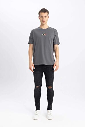 DeFacto Regular Fit Bisiklet Yaka Baskılı Kısa Kollu Tişört B5076AX24SPGR474
