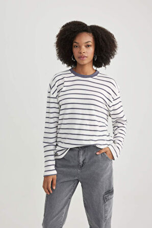 Bisiklet Yaka Uzun Kollu Tişört