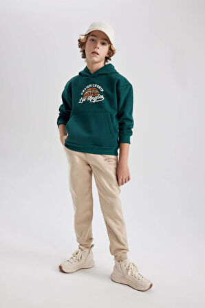 DeFacto Erkek Çocuk Baskılı Kanguru Cepli Kapüşonlu Sweatshirt B7821A8NSGN516