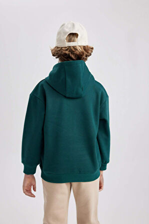 DeFacto Erkek Çocuk Baskılı Kanguru Cepli Kapüşonlu Sweatshirt B7821A8NSGN516