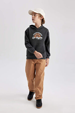 DeFacto Erkek Çocuk Baskılı Kanguru Cepli Kapüşonlu Sweatshirt B7821A8NSAR102