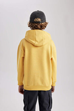 DeFacto Erkek Çocuk Baskılı Kanguru Cepli Kapüşonlu Sweatshirt B7821A8NSYL275