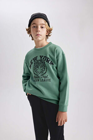 DeFacto Erkek Çocuk Bisiklet Yaka Baskılı Sweatshirt B7822A8NSGN86