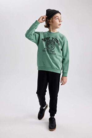 DeFacto Erkek Çocuk Bisiklet Yaka Baskılı Sweatshirt B7822A8NSGN86