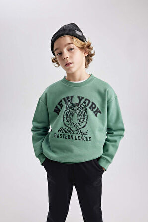 DeFacto Erkek Çocuk Bisiklet Yaka Baskılı Sweatshirt B7822A8NSGN86