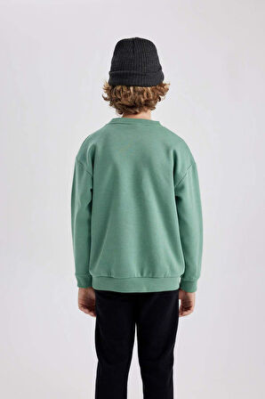 DeFacto Erkek Çocuk Bisiklet Yaka Baskılı Sweatshirt B7822A8NSGN86