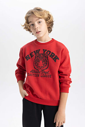 DeFacto Erkek Çocuk Bisiklet Yaka Baskılı Sweatshirt B7822A8NSBR66