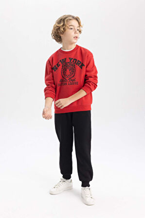 DeFacto Erkek Çocuk Bisiklet Yaka Baskılı Sweatshirt B7822A8NSBR66