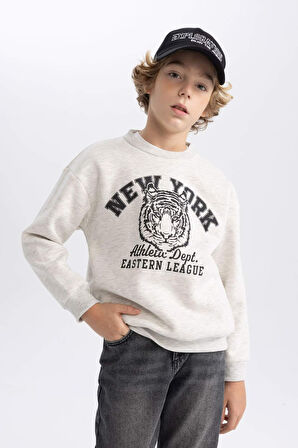 DeFacto Erkek Çocuk Bisiklet Yaka Baskılı Sweatshirt B7822A8NSGR400