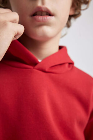 DeFacto Erkek Çocuk Basic Düz Kapüşonlu Sweatshirt B7773A8NSBR66