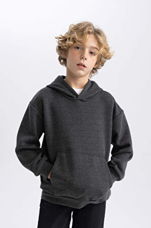 DeFacto Erkek Çocuk Basic Düz Kapüşonlu Sweatshirt B7773A8NSAR102