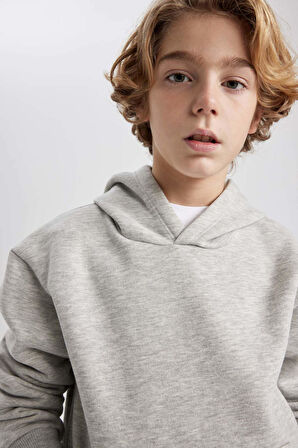 DeFacto Erkek Çocuk Basic Düz Kapüşonlu Sweatshirt B7773A8NSGR210