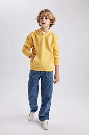 DeFacto Erkek Çocuk Basic Düz Kapüşonlu Sweatshirt B7773A8NSYL275