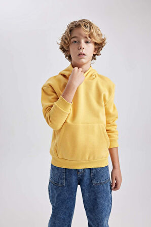 DeFacto Erkek Çocuk Basic Düz Kapüşonlu Sweatshirt B7773A8NSYL275