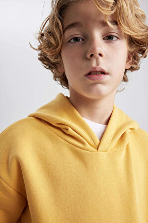 DeFacto Erkek Çocuk Basic Düz Kapüşonlu Sweatshirt B7773A8NSYL275