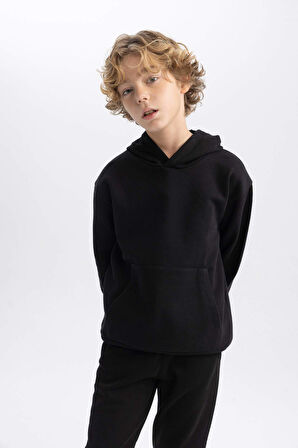 DeFacto Erkek Çocuk Basic Düz Kapüşonlu Sweatshirt B7773A8NSBK81