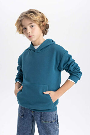 DeFacto Erkek Çocuk Basic Düz Kapüşonlu Sweatshirt B7773A8NSBE803