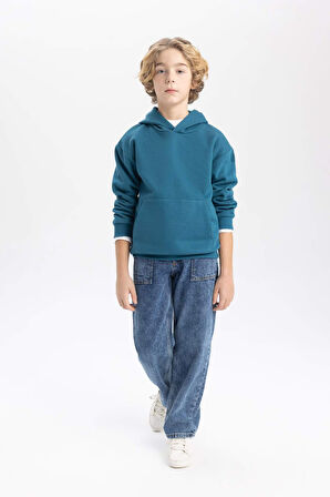DeFacto Erkek Çocuk Basic Düz Kapüşonlu Sweatshirt B7773A8NSBE803