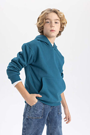 DeFacto Erkek Çocuk Basic Düz Kapüşonlu Sweatshirt B7773A8NSBE803