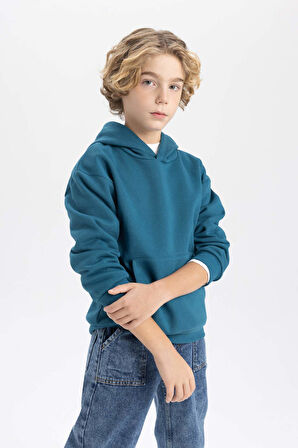 DeFacto Erkek Çocuk Basic Düz Kapüşonlu Sweatshirt B7773A8NSBE803