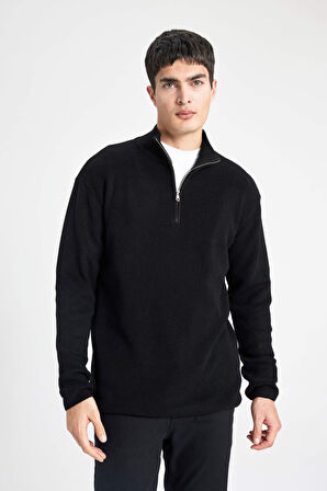 DeFacto Loose Fit Balıkçı Yaka Selanik Kumaş Kazak B9706AX24AUBK81