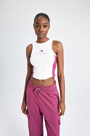 DeFactoFit NBA Phoenix Suns Crop Bisiklet Yaka Atlet