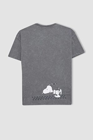 DeFacto Kız Çocuk Snoopy Oversize Geniş Kalıp Bisiklet Yaka Kısa Kollu Tişört C0133A824SMGR449