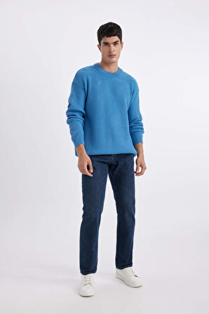 DeFacto Oversize Geniş Kalıp Bisiklet Yaka Basic Düz Triko Kazak B9718AX24SPBE770